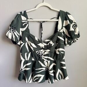 Mi Ami Francesca's Top Women's XL New NWT Linen Blend Cropped Tropical Coastal